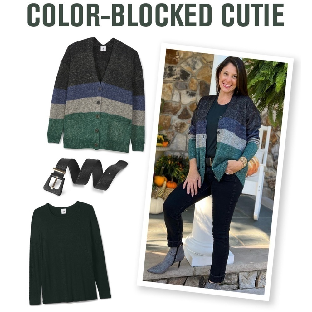 Cabi color block Tiered cardigan